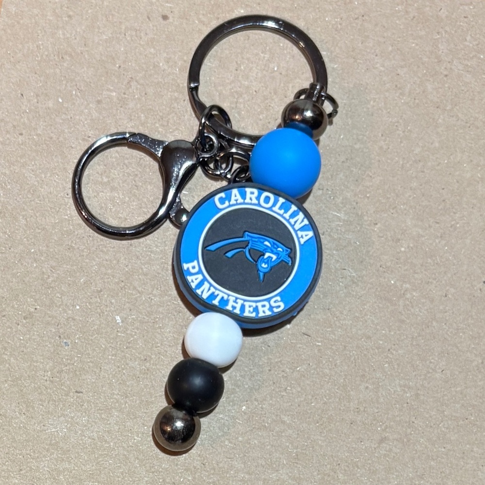 Silicone Bead Keychain - Carolina Panthers